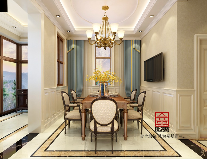 大者別墅裝修-美式風格-餐廳