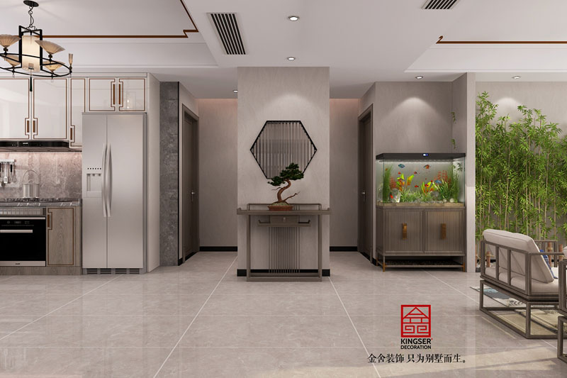 麗景藍灣114平米現代中式裝修效果圖