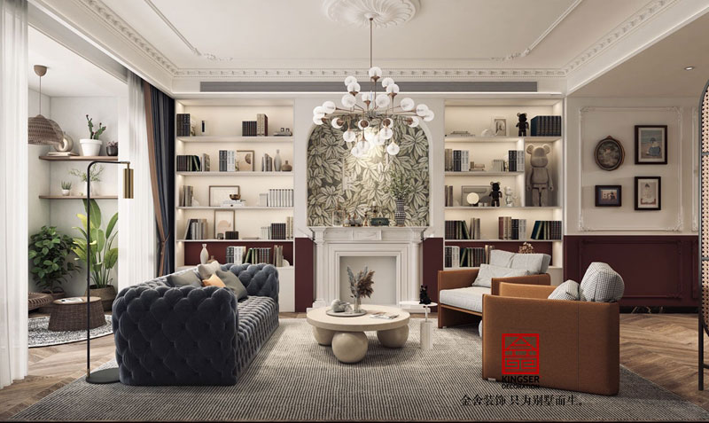 融創中心復古風格裝修-客廳