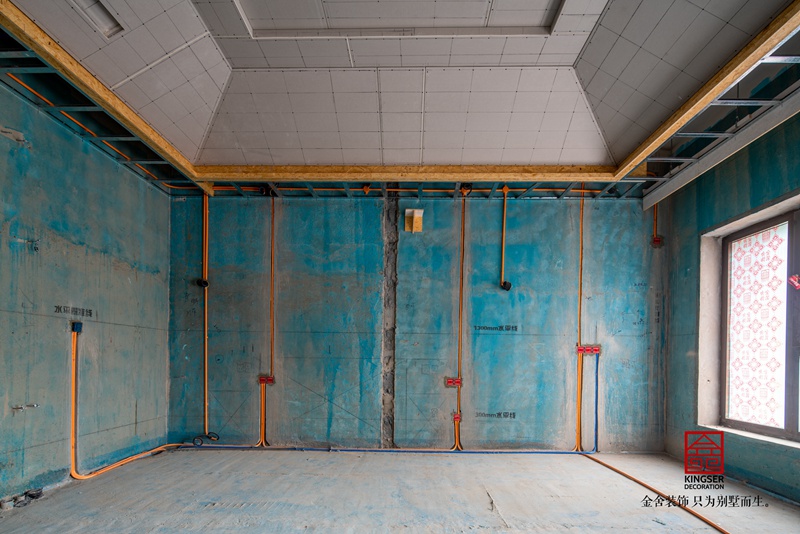 石家莊榮盛御府裝修水電階段施工現場