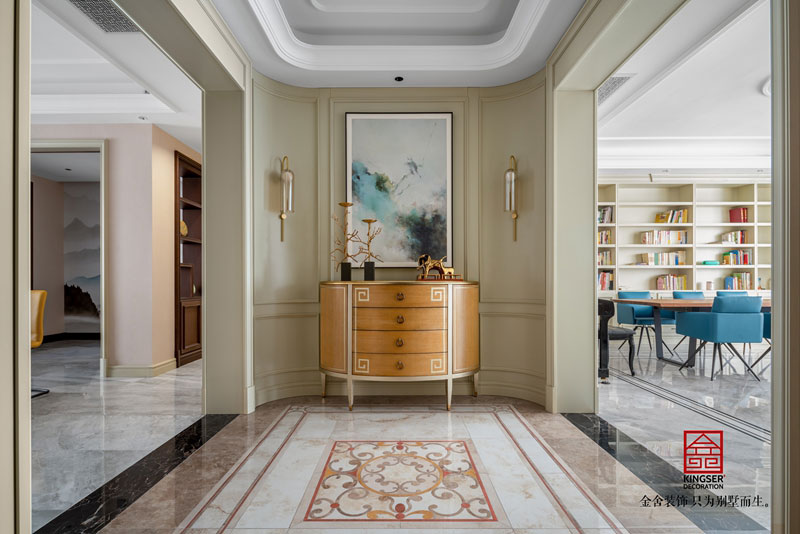 榮盛華府美式風格裝修玄關實景圖