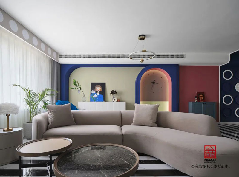秀水名邸120㎡孟菲斯風格裝修設計