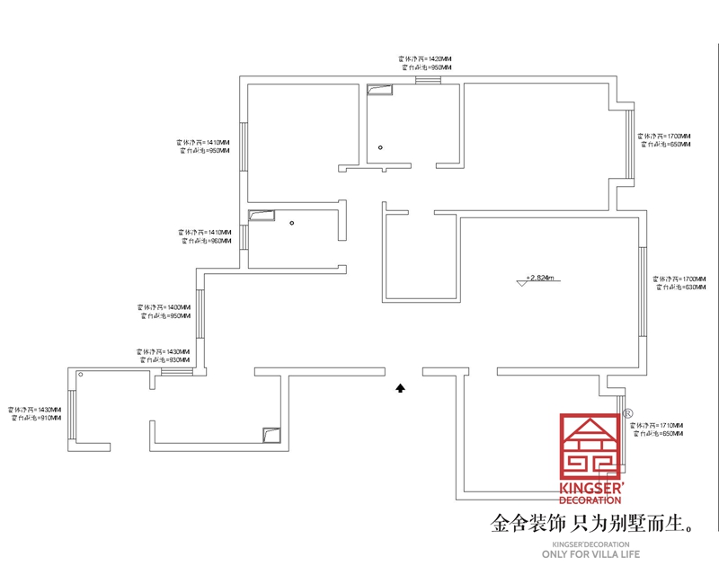?融創江坪園160平三室兩衛戶型原始平面圖